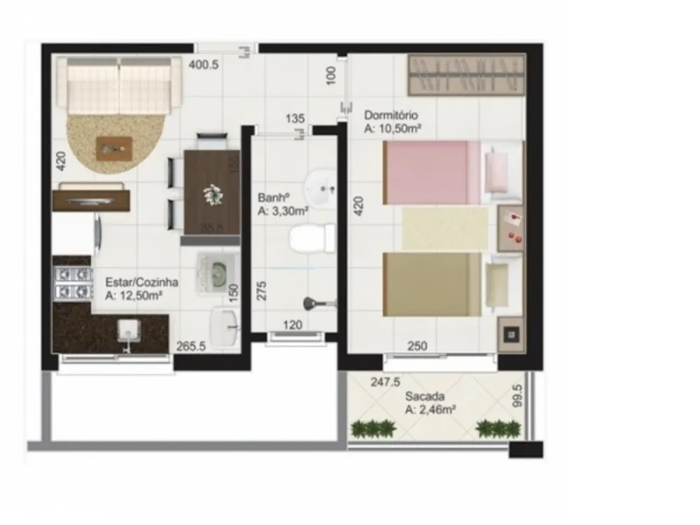 Kitnet-Studio, 50 m² - Foto 2