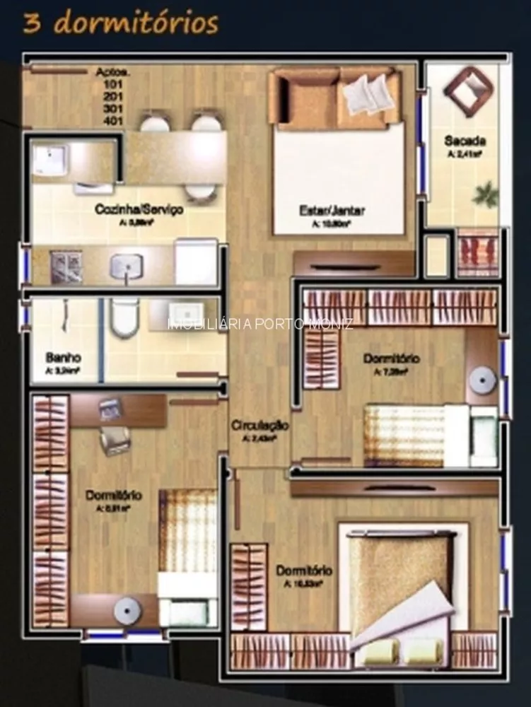 Apartamento à venda com 3 quartos, 60m² - Foto 3