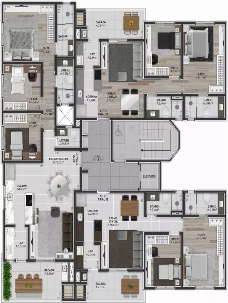 Apartamento à venda com 3 quartos, 103m² - Foto 3