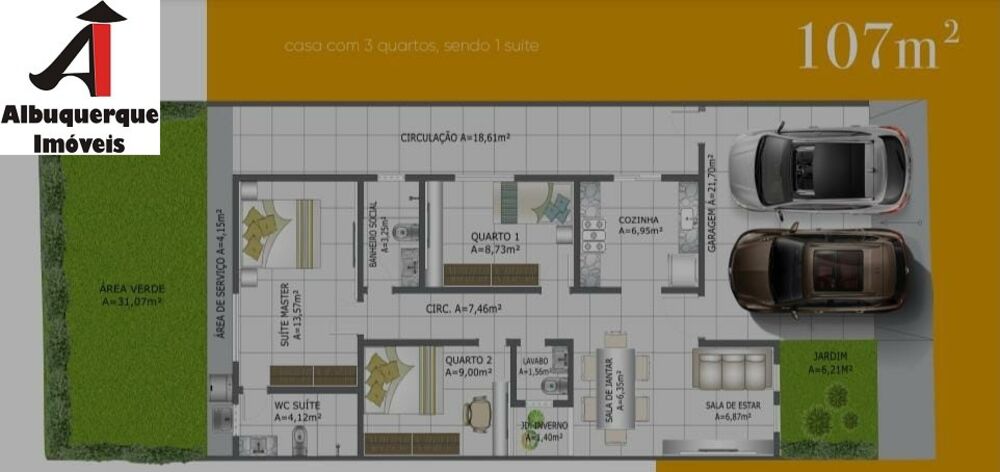 Casa, 3 quartos, 107 m² - Foto 2