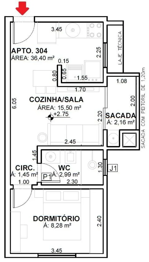 Apartamento, 1 quarto, 36 m² - Foto 13