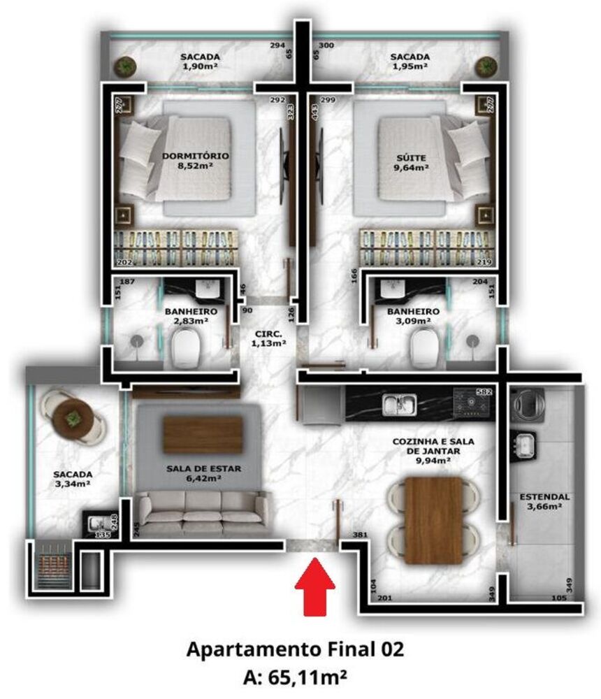 Apartamento, 2 quartos, 65 m² - Foto 3