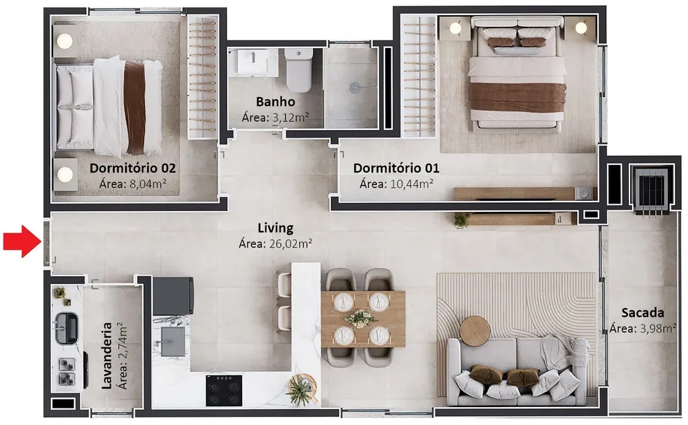 Apartamento, 2 quartos, 64 m² - Foto 4