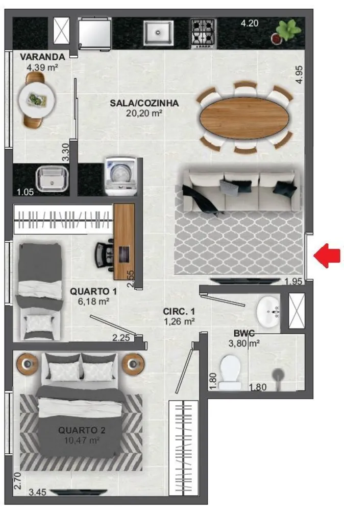 Apartamento, 2 quartos, 46 m² - Foto 4