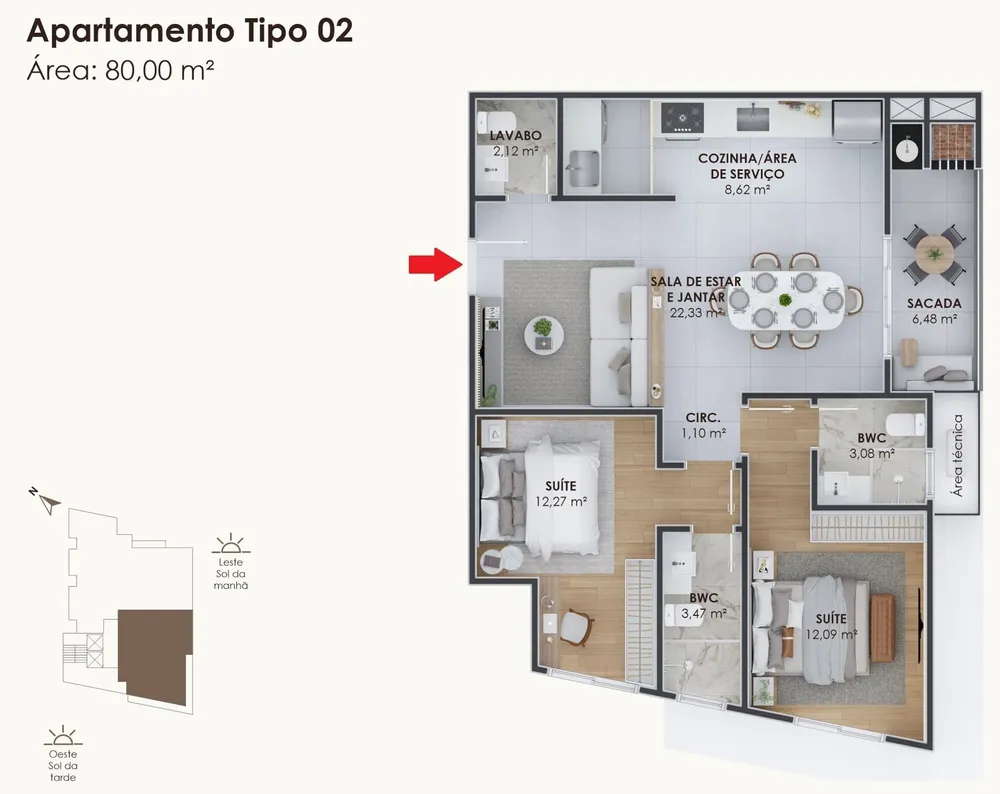 Apartamento, 2 quartos, 80 m² - Foto 12