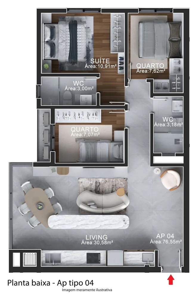 Apartamento, 3 quartos, 76 m² - Foto 1