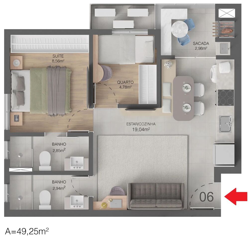 Apartamento, 2 quartos, 53 m² - Foto 7