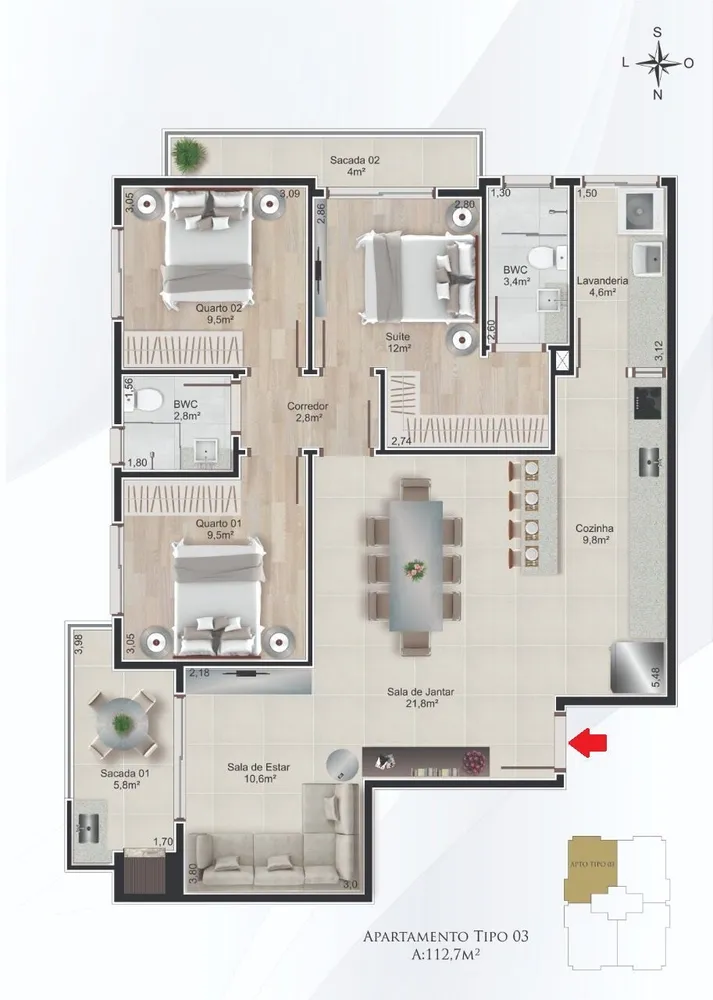Apartamento, 3 quartos, 112 m² - Foto 5