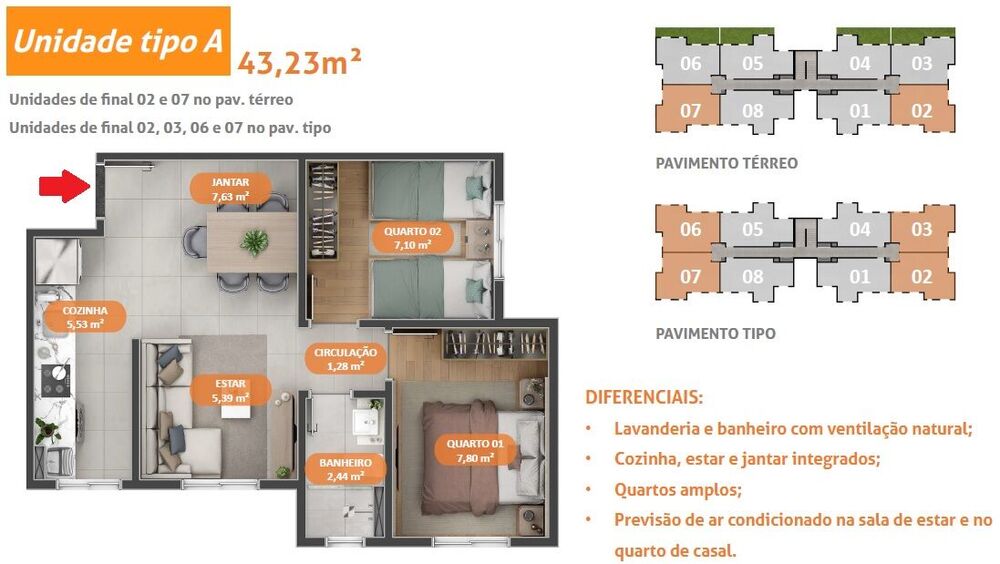 Apartamento, 2 quartos, 43 m² - Foto 6