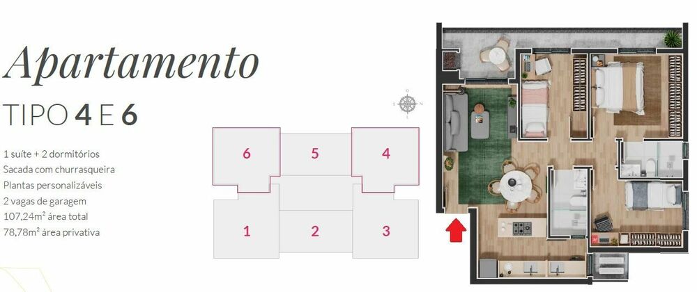 Apartamento, 3 quartos, 78 m² - Foto 2