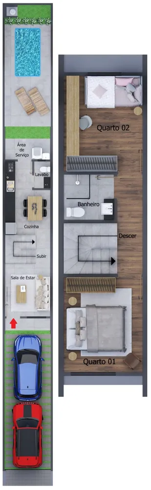 Sobrado, 2 quartos, 63 m² - Foto 2