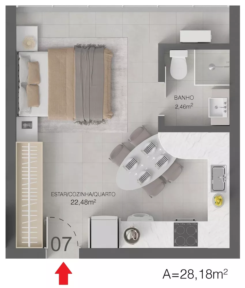 Apartamento, 1 quarto, 28 m² - Foto 7