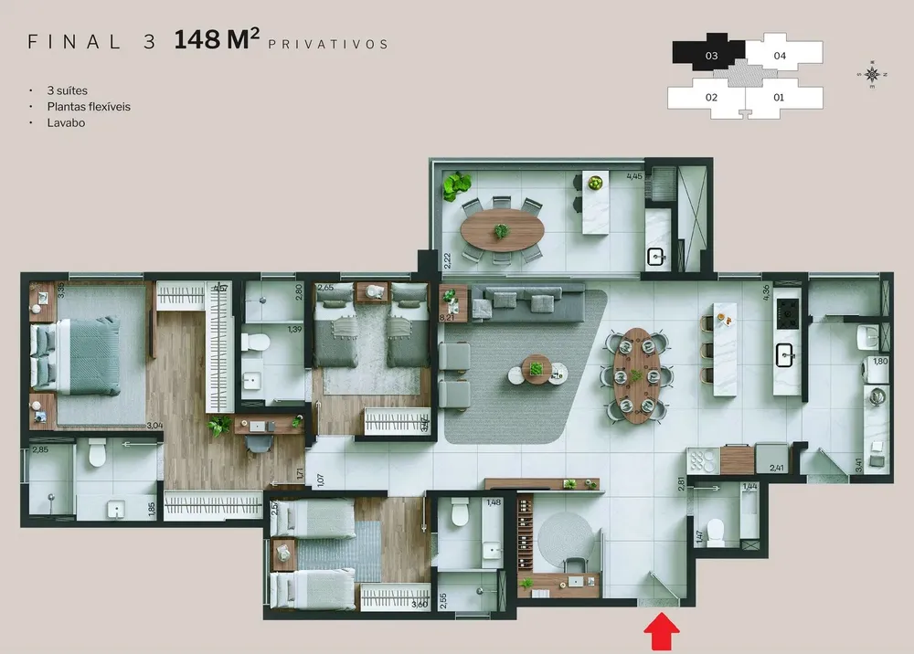 Apartamento, 3 quartos, 160 m² - Foto 1