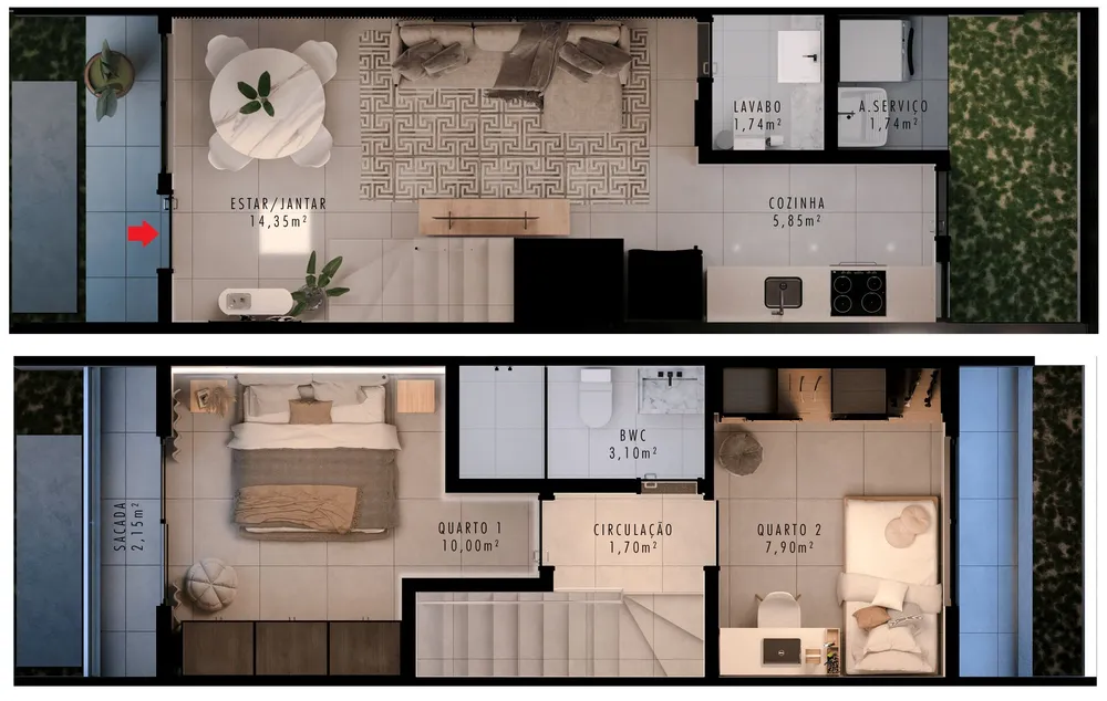 Sobrado, 2 quartos, 62 m² - Foto 6