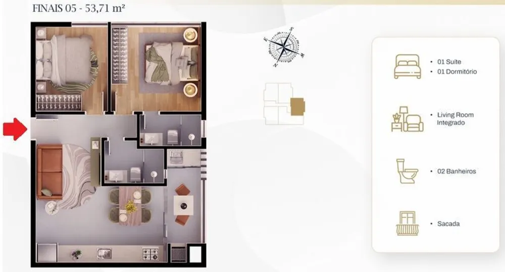 Apartamento, 2 quartos, 54 m² - Foto 2