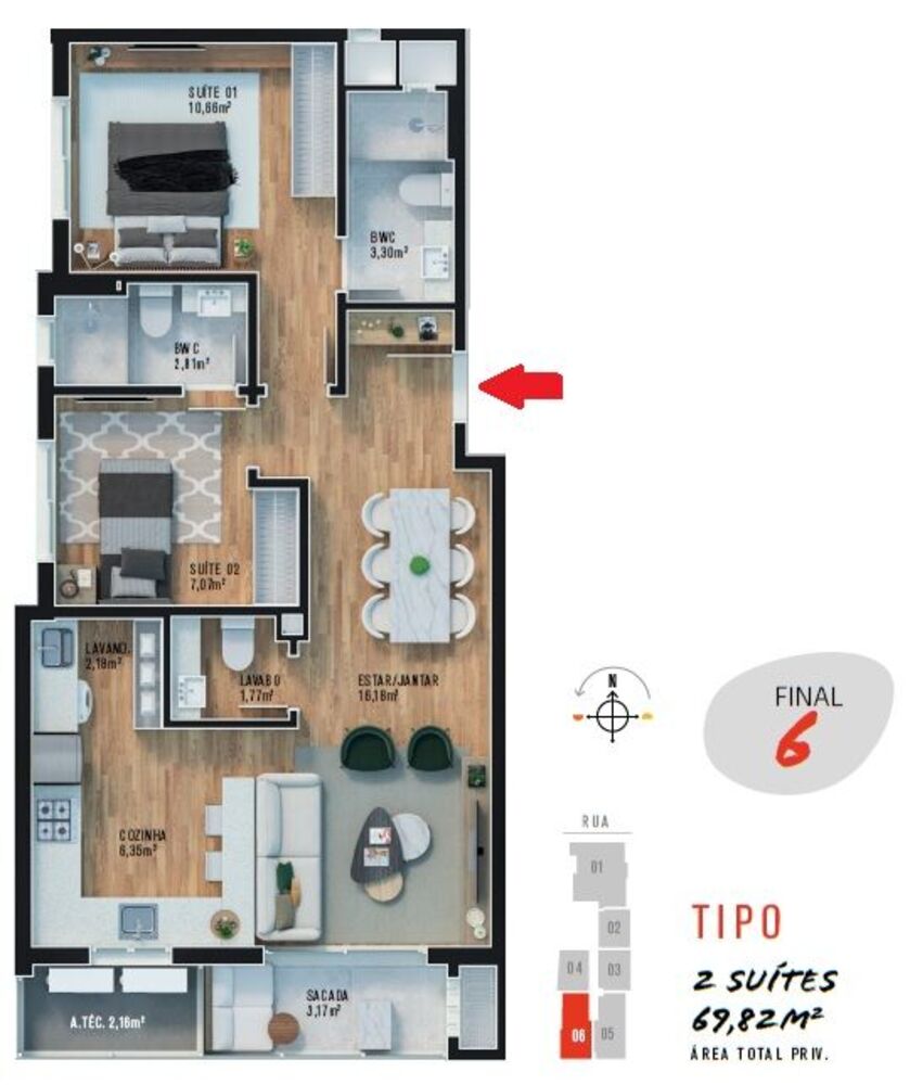 Apartamento, 2 quartos, 70 m² - Foto 2