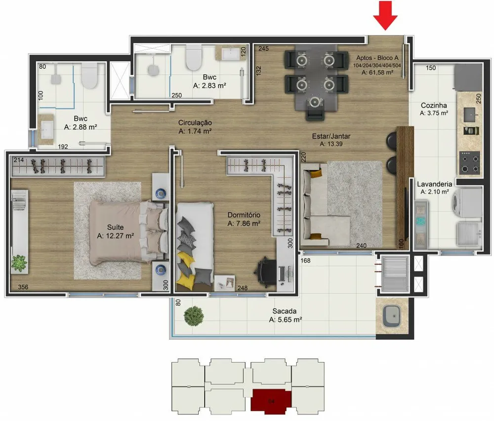 Apartamento, 2 quartos, 61 m² - Foto 14