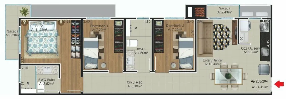 Apartamento, 3 quartos, 74 m² - Foto 11