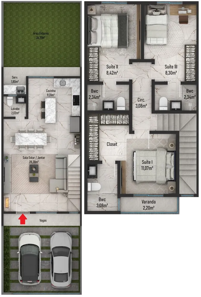 Sobrado, 3 quartos, 100 m² - Foto 15