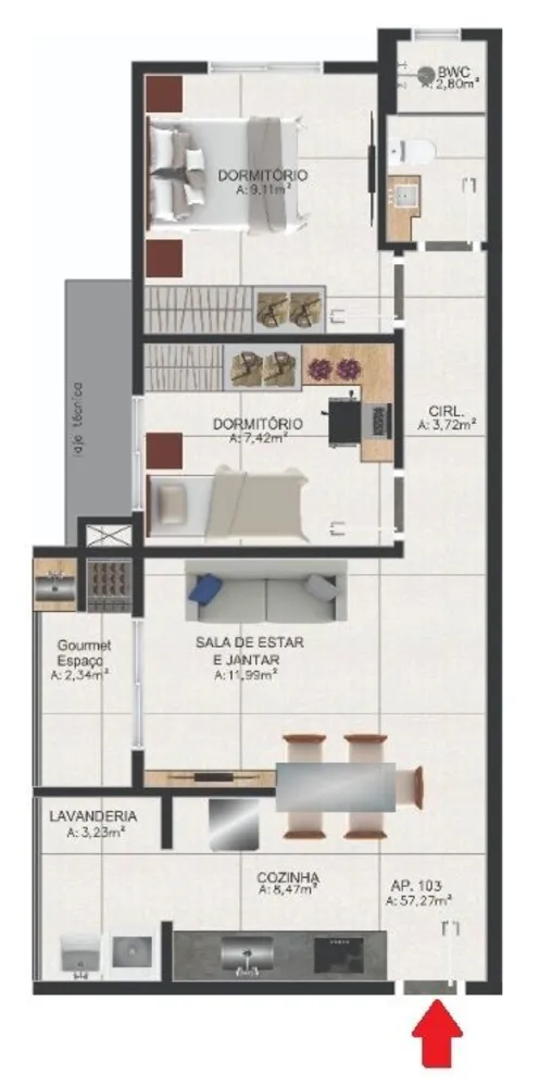 Apartamento, 2 quartos, 57 m² - Foto 11