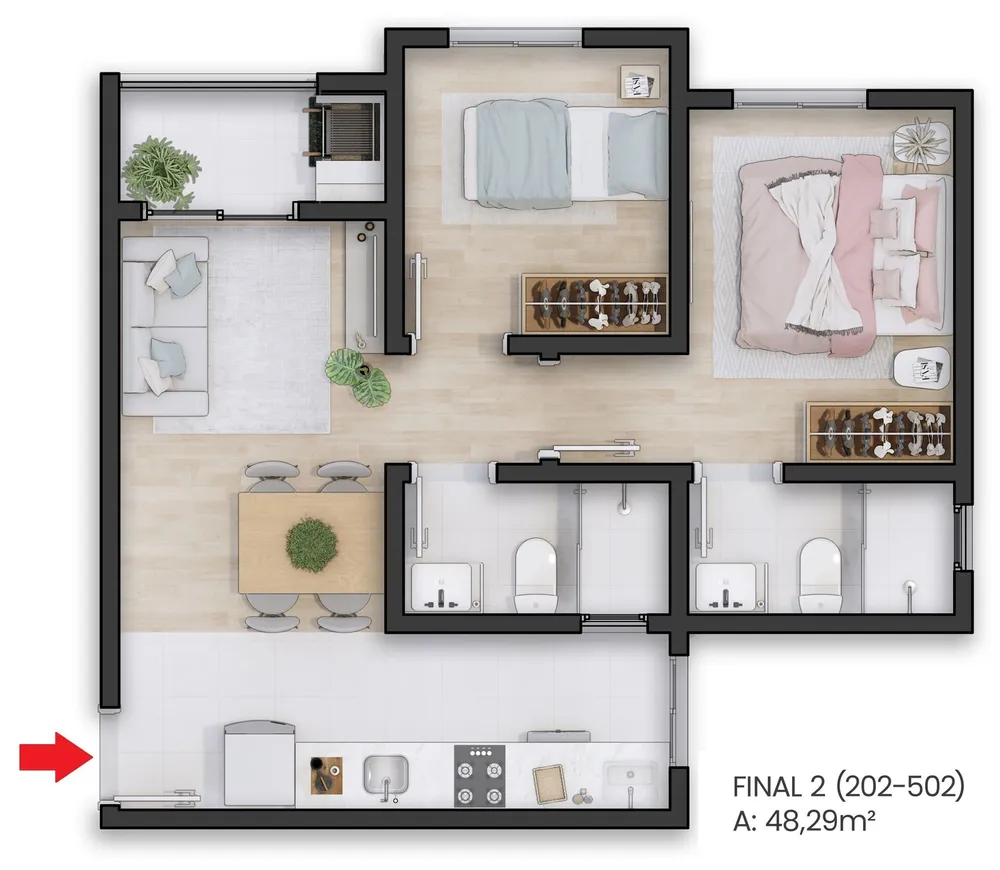 Apartamento, 2 quartos, 48 m² - Foto 8