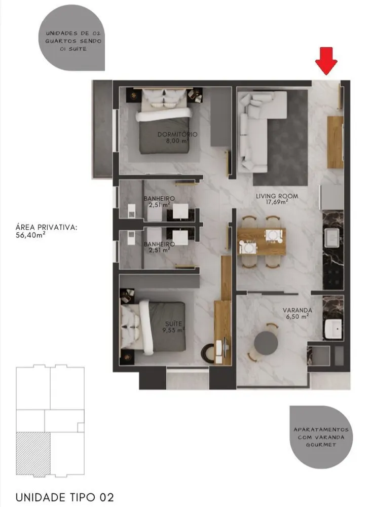 Apartamento, 2 quartos, 56 m² - Foto 10