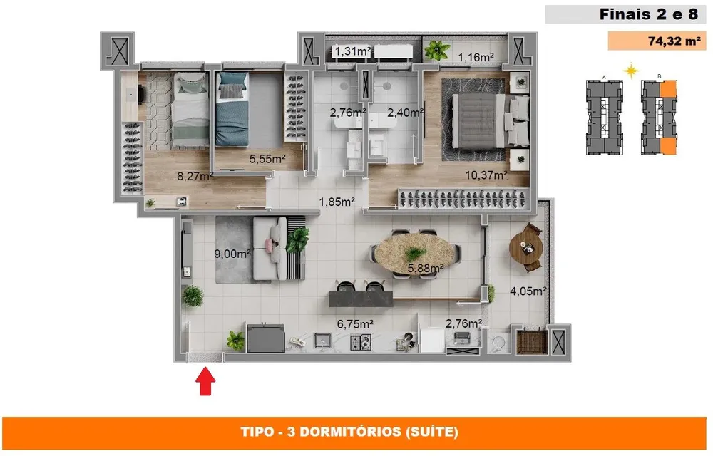 Apartamento, 3 quartos, 74 m² - Foto 15
