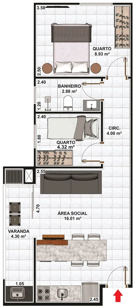 Apartamento, 2 quartos, 46 m² - Foto 8