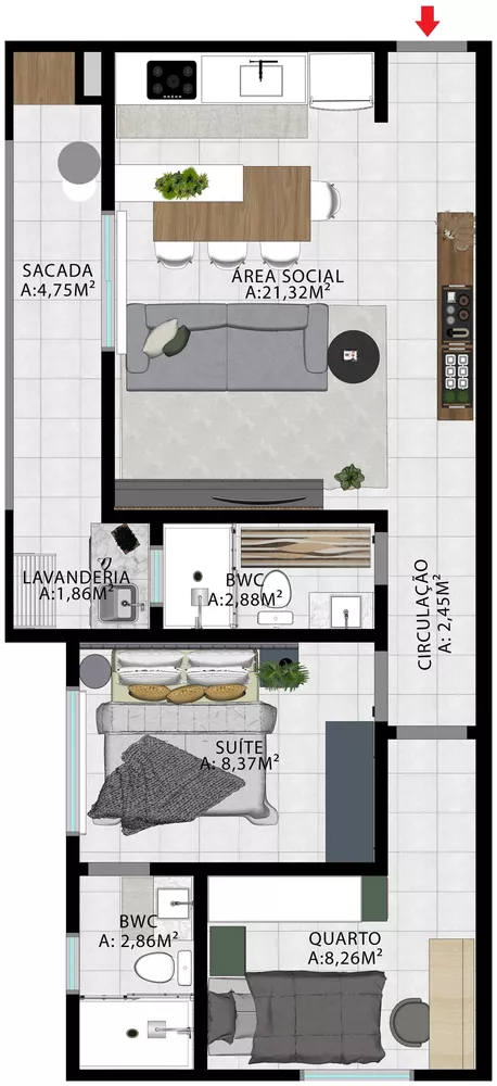 Apartamento, 2 quartos, 61 m² - Foto 4