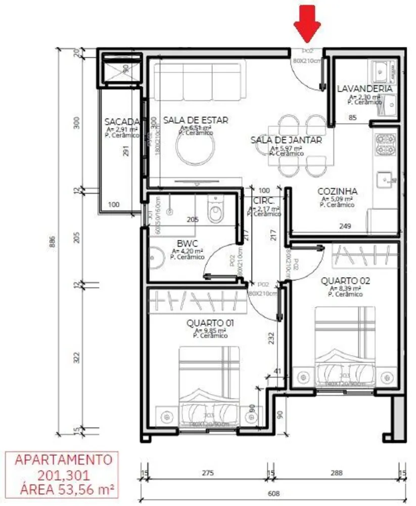 Apartamento, 2 quartos, 53 m² - Foto 2