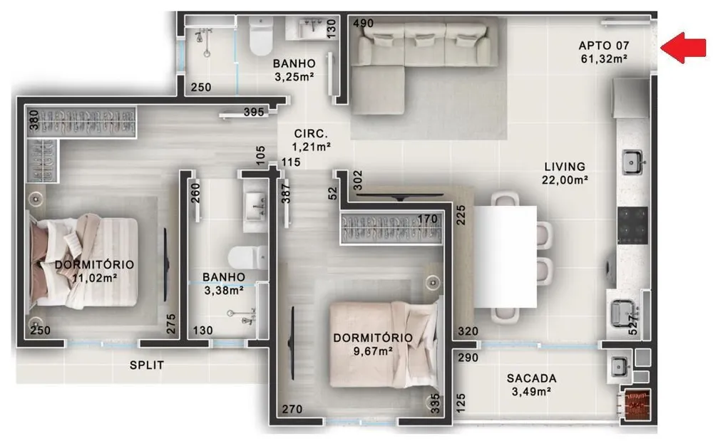 Apartamento, 2 quartos, 61 m² - Foto 11