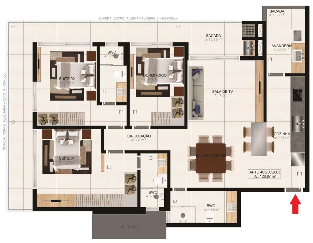 Apartamento, 3 quartos, 126 m² - Foto 3