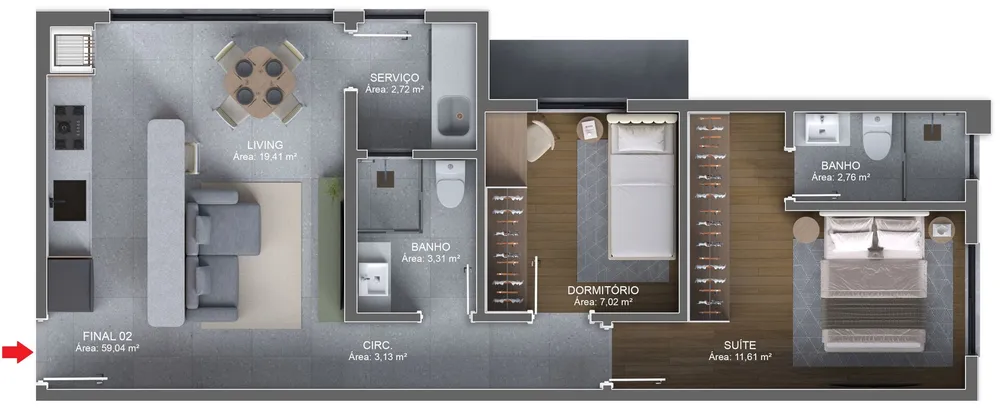 Apartamento, 2 quartos, 59 m² - Foto 5