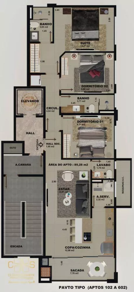 Apartamento à venda com 3 quartos, 89m² - Foto 4