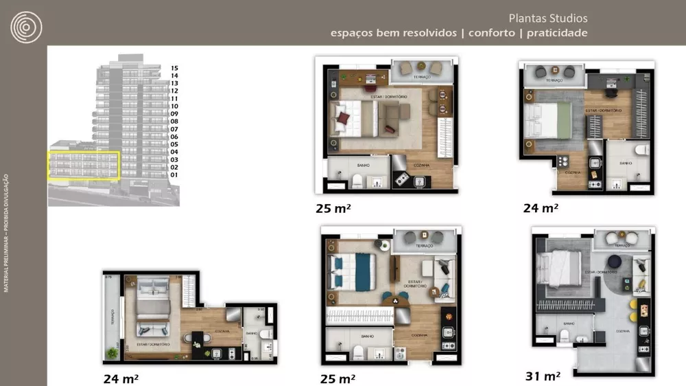 Apartamento à venda com 1 quarto, 24m² - Foto 3