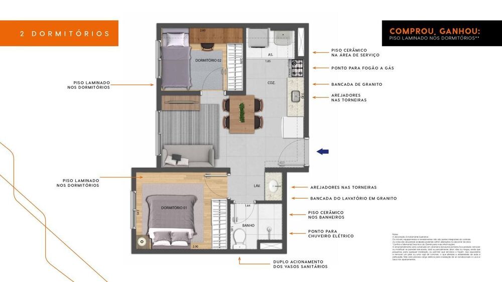 Apartamento, 2 quartos - Foto 3