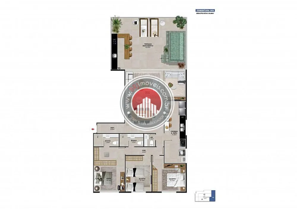 Cobertura, 3 quartos, 153 m² - Foto 4