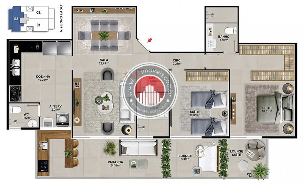 Apartamento, 2 quartos, 173 m² - Foto 3