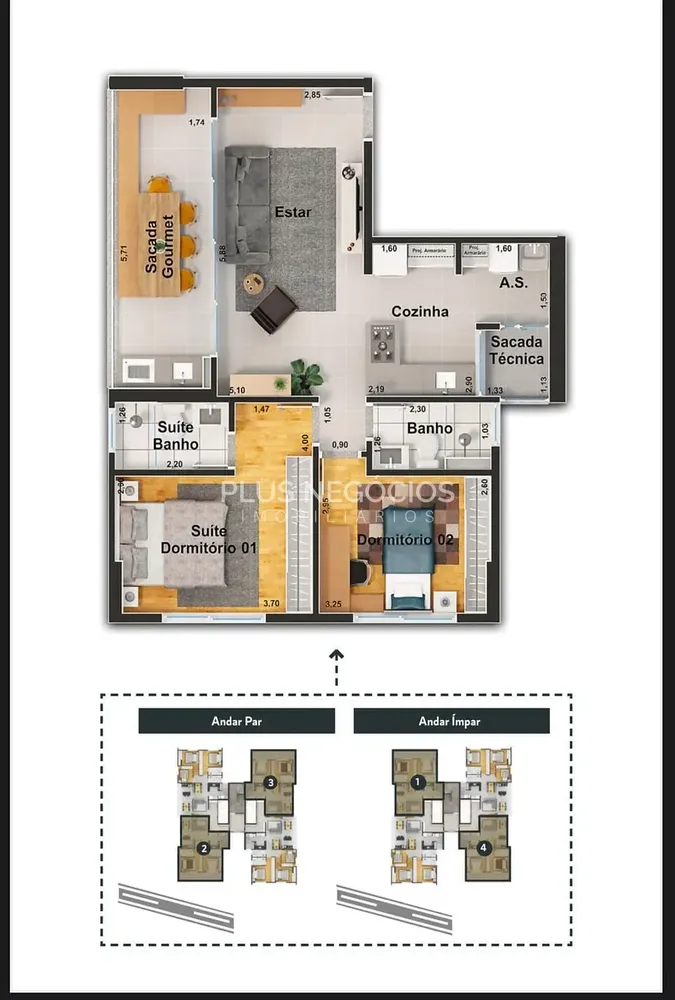 Apartamento, 3 quartos, 96 m² - Foto 2