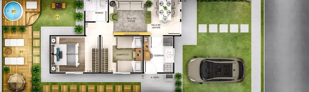 Casa, 2 quartos, 48 m² - Foto 2