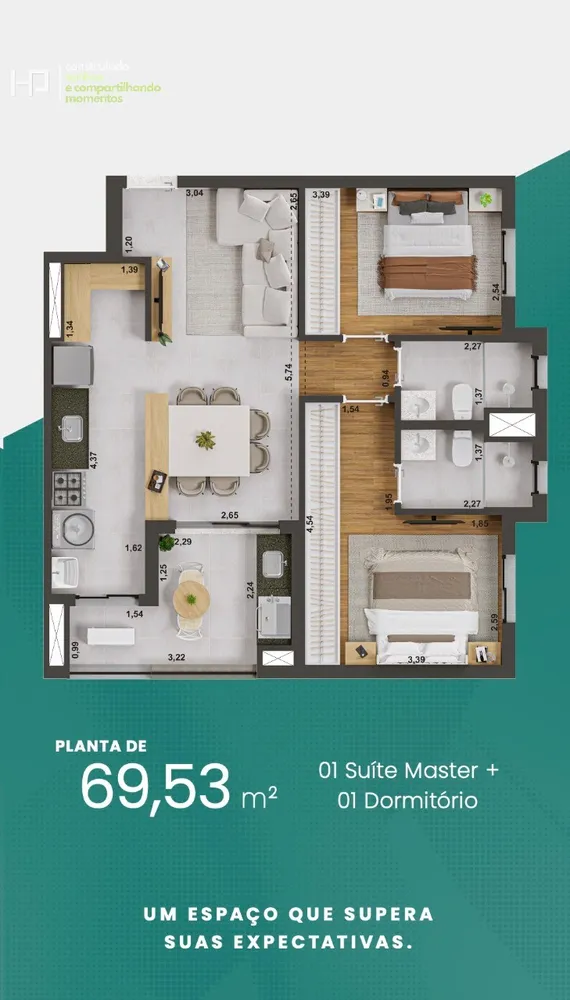 Apartamento, 2 quartos, 69 m² - Foto 1