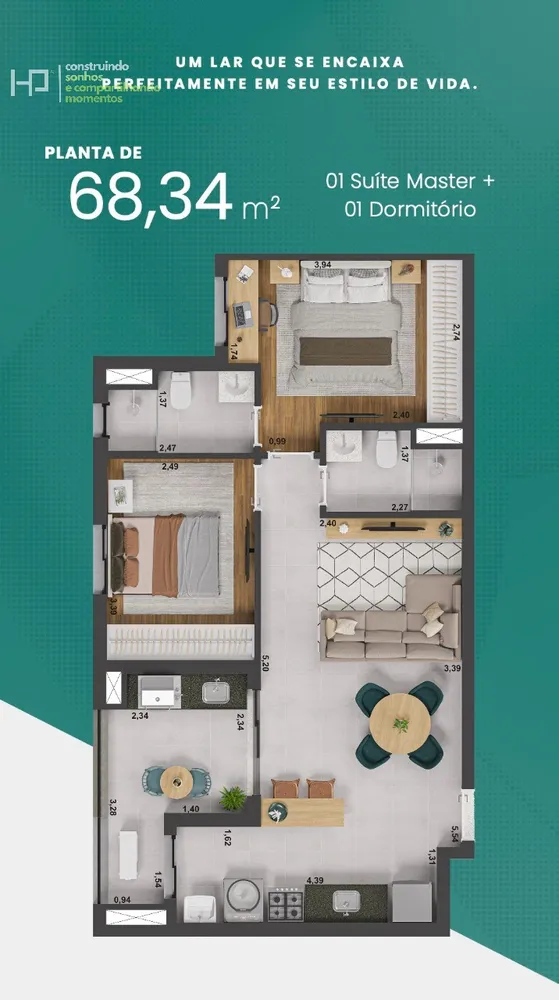 Apartamento, 2 quartos, 68 m² - Foto 4