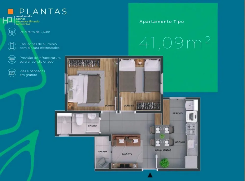 Apartamento, 2 quartos, 49 m² - Foto 3