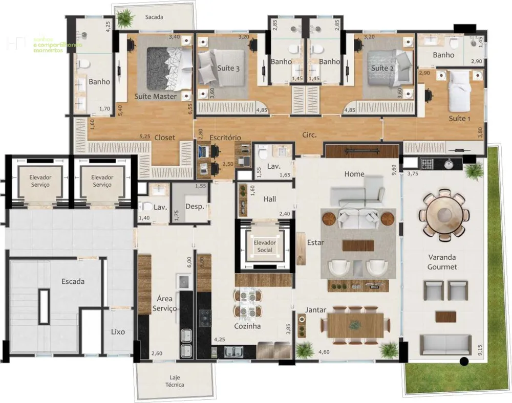 Apartamento, 4 quartos, 281 m² - Foto 1