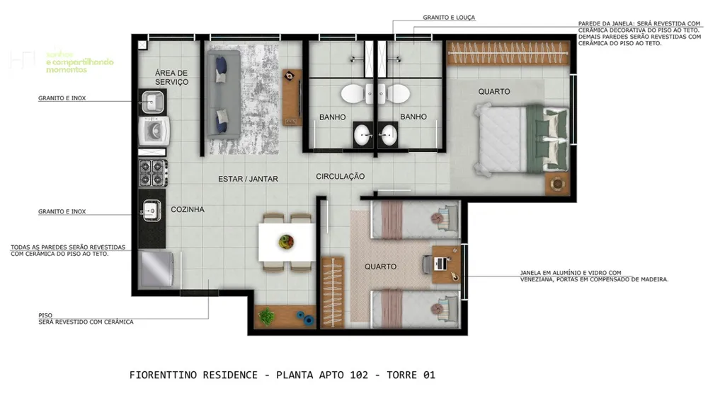 Apartamento, 2 quartos, 50 m² - Foto 1