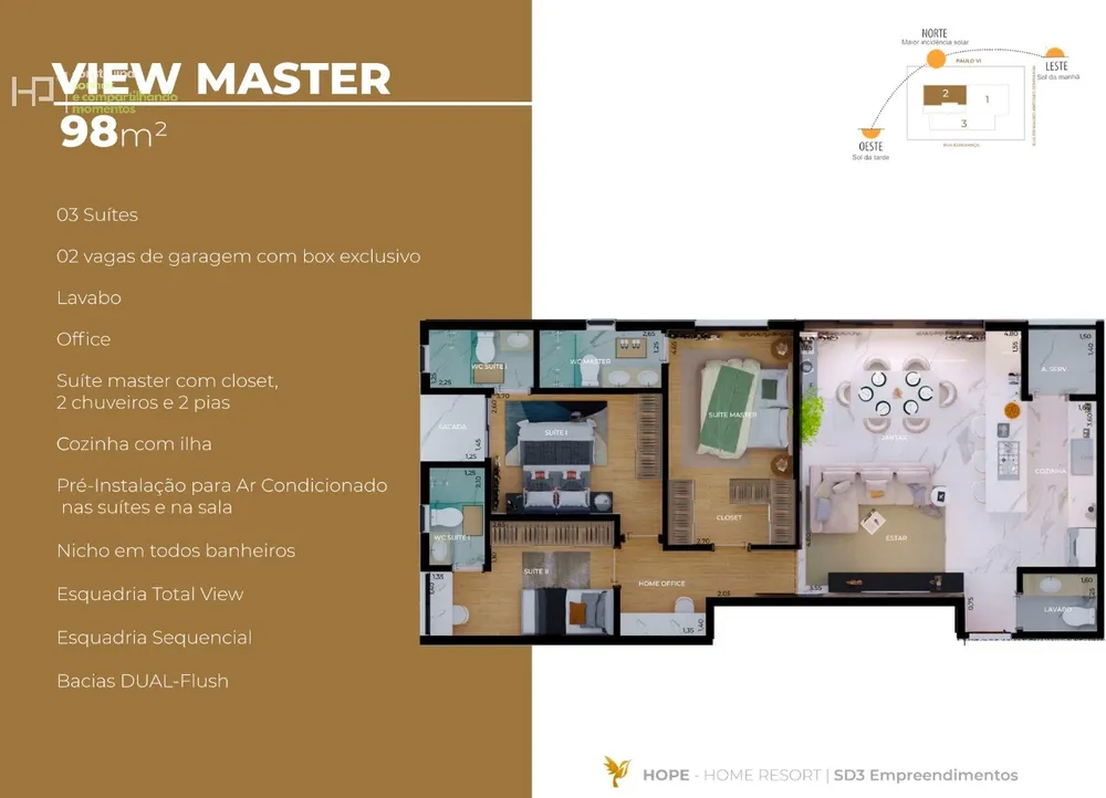 Apartamento, 3 quartos, 98 m² - Foto 1