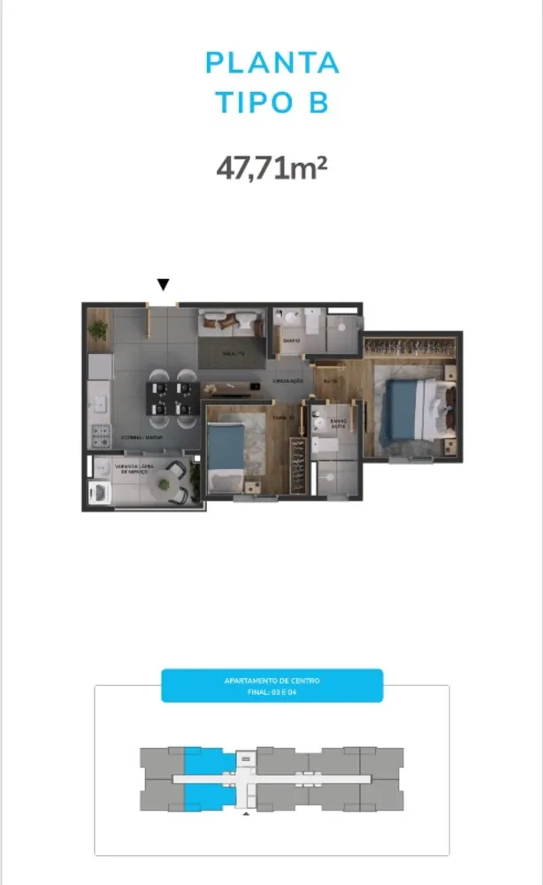 Apartamento, 2 quartos, 48 m² - Foto 3