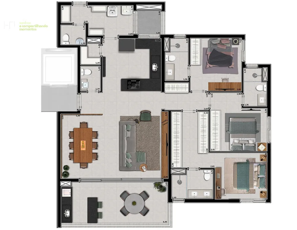 Apartamento, 3 quartos, 145 m² - Foto 1