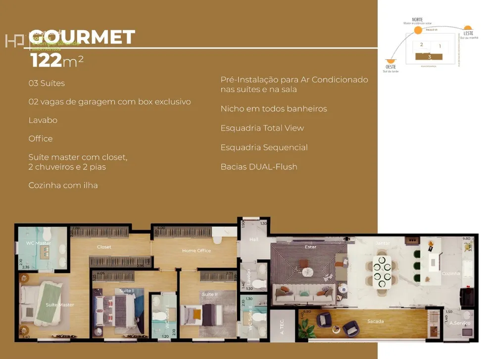 Apartamento, 3 quartos, 122 m² - Foto 1