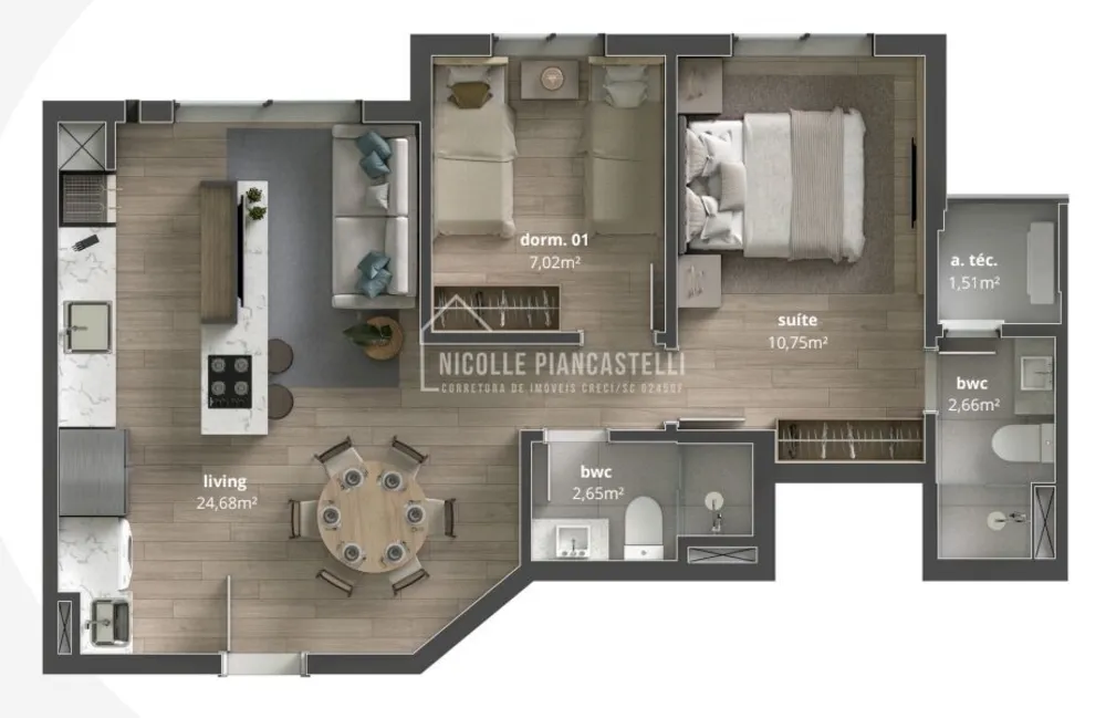 Apartamento, 2 quartos, 60 m² - Foto 2